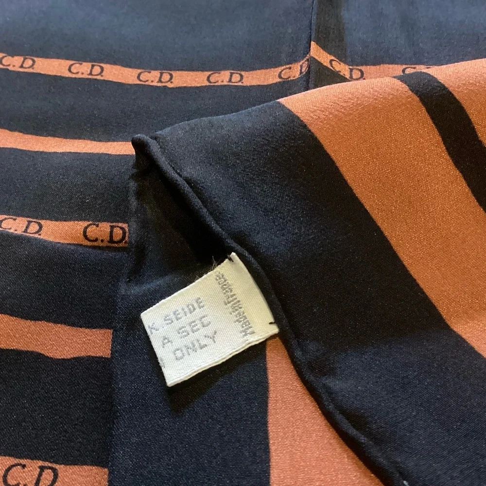 Dior Black Scarf with Orange, Purple & Red Geometric Print